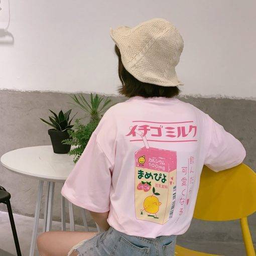 2017 summer Japanese letter cute fresh simple soft cotton preppy style short sleeve female t-shirts Tops & Tees