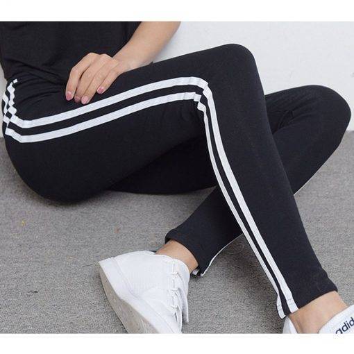 women plus size 50 XXL slim pencil leggings side stripe modal spring leggings lady summer knee length fitted hot pant trousers Women's Fashion