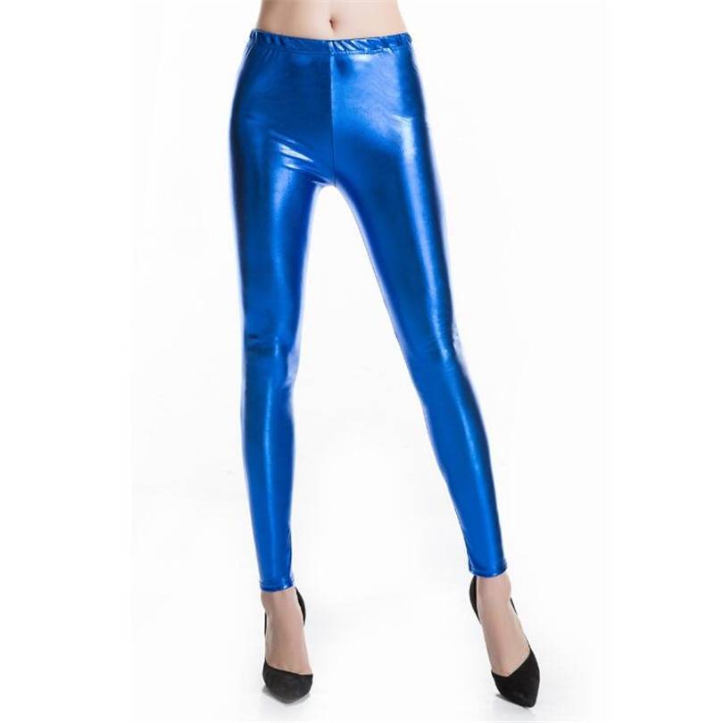 Women solid Metallic green gold silver Leggings party Rave Booty skinny ...