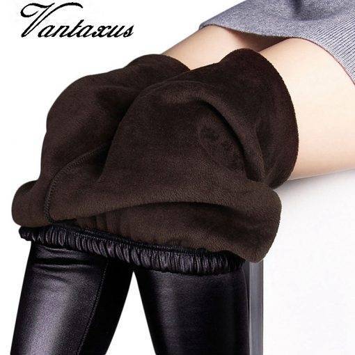 Winter leggings women autumn warm leggings Fake leather Velvet pants Stretch Skinny sexy thickening black Leggings Pants Women's Fashion