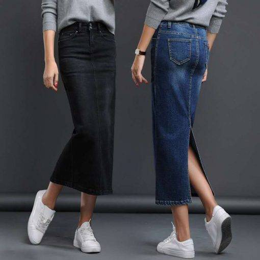 Woman Long Jeans Skirt Denim