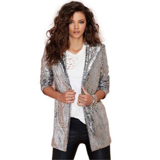 Women Glitter Shiny Punk Outwear Outerwear