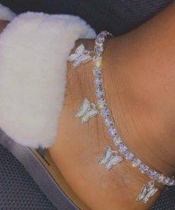 Butterfly Anklet Rhinestone Foot Chain Jewelry 