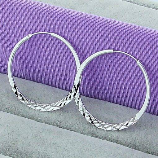 Sterling Silver 5.0cm Circle Earrings Jewelry