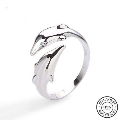 Sterling Silver Dolphin Adjustable Ring Jewelry