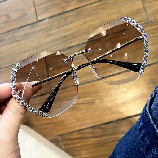 Oversized Rimless Sunglasses Women's Fashion Accessories