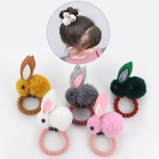 Cute animal hair ball rabbit hair ring Girls' Fashion Accessories