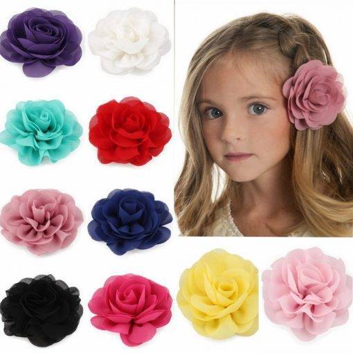 Chiffon Petals Poppy Flower Hair Clips Girls' Fashion Accessories