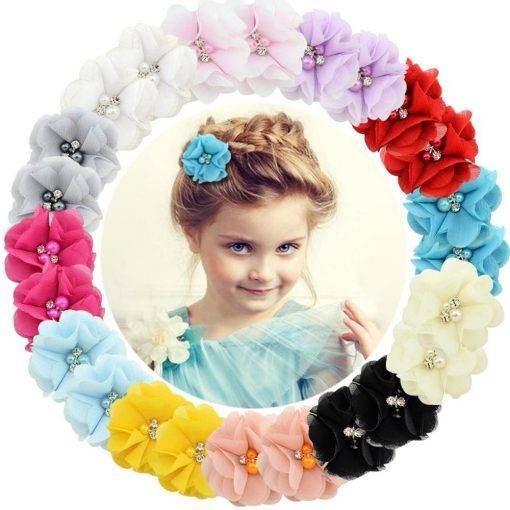 Hair Solid Chiffon Flower Clips Girls' Fashion Accessories