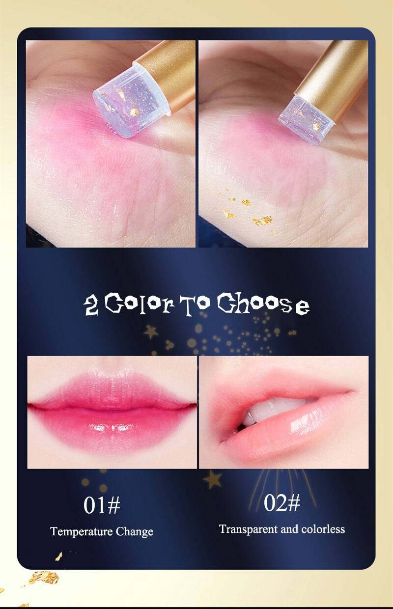 NEW Lip Balm Color Changing Moisturizing Gold Foil Lip Gloss Natural Long Lasting Lip Stick Lip Glaze Lip Makeup Lip Care Oil
