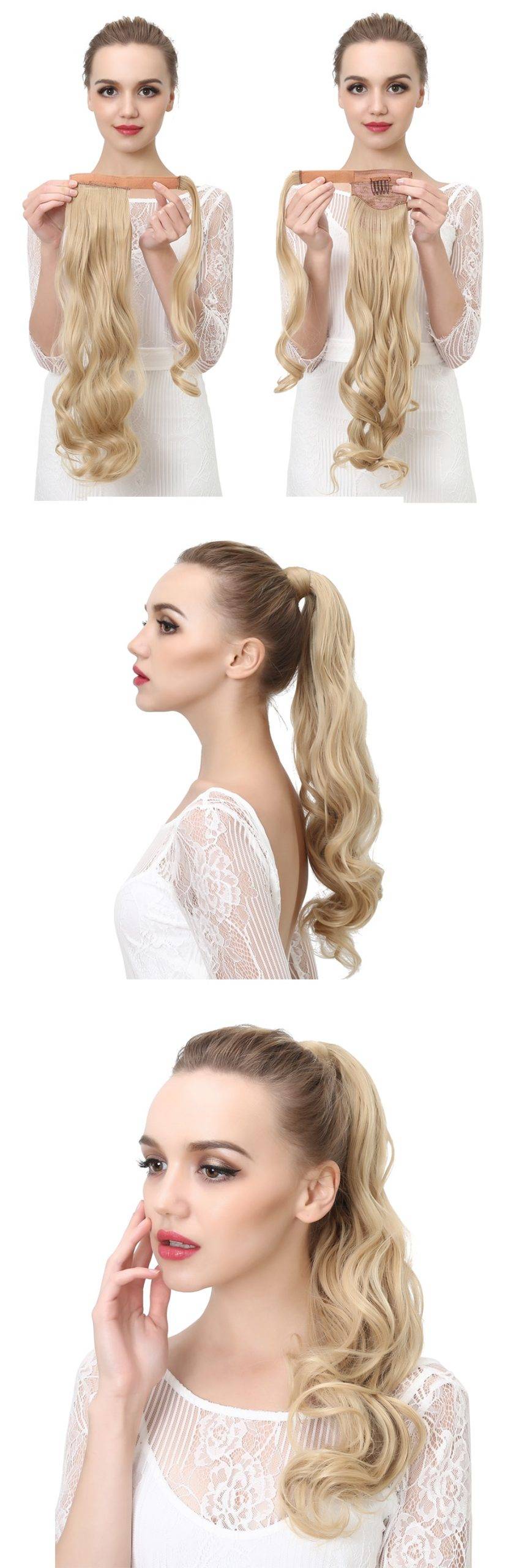 Fake False Ponytail Hair Extension Wig Clip in Straight Kinky Curly Long Synthetic Wrap Around Pony Tail Black Blonde Hairpiece Fake False Ponytail Hair Extension Wig Clip in Straight Kinky Curly Long Synthetic Wrap Around Pony Tail Black Blonde Hairpiece