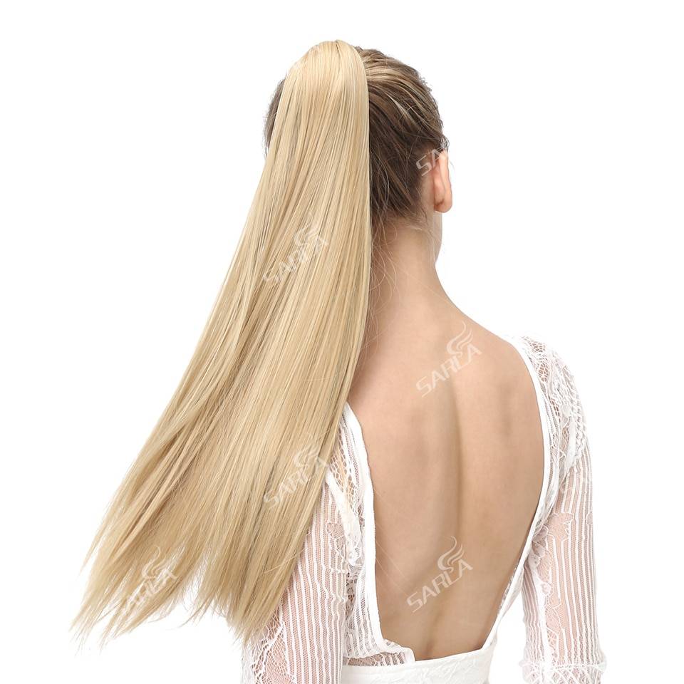 Fake False Ponytail Hair Extension Wig Clip in Straight Kinky Curly Long Synthetic Wrap Around Pony Tail Black Blonde Hairpiece Fake False Ponytail Hair Extension Wig Clip in Straight Kinky Curly Long Synthetic Wrap Around Pony Tail Black Blonde Hairpiece
