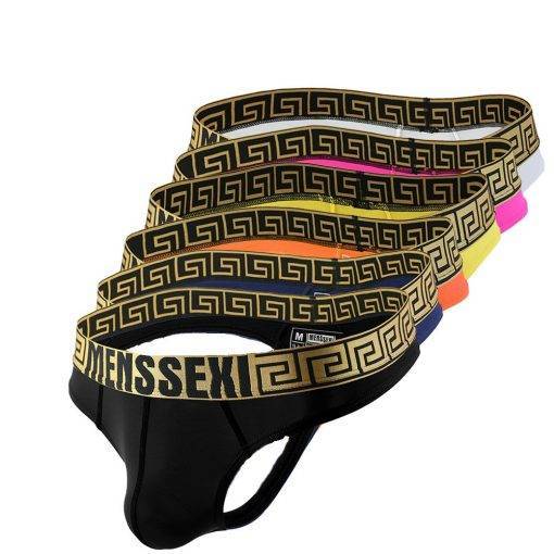 Men’s Breathable Seamless Underwear Jockstrap Sexy Double Underwear G-Strings & Thongs Mens Briefs Sexy Buttocks Hollow Thong Men's Fashion Outerwear