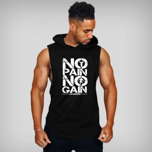Mens Bodybuilding Hooded Tank Top Men's Fashion Tops