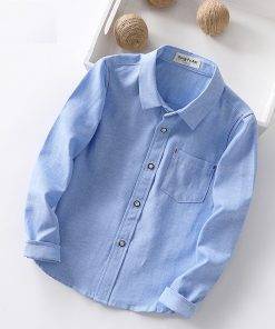 Full Sleeve Solid Color Blue boys White Shirt Boys' Fashion Shirts 