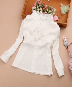 White Long Sleeve Shirts Girls' Fashion Tops 