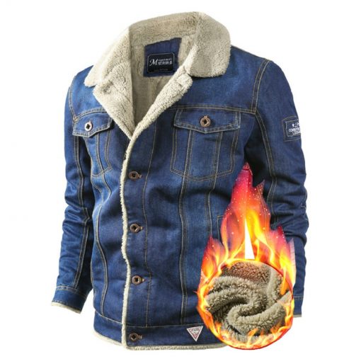 Autumn Winter Military Jeans Jacket Men's Fashion Denim