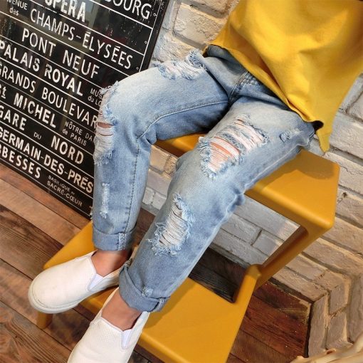 Children Ripped Hole Jeans Pants Boys' Fashion Pants