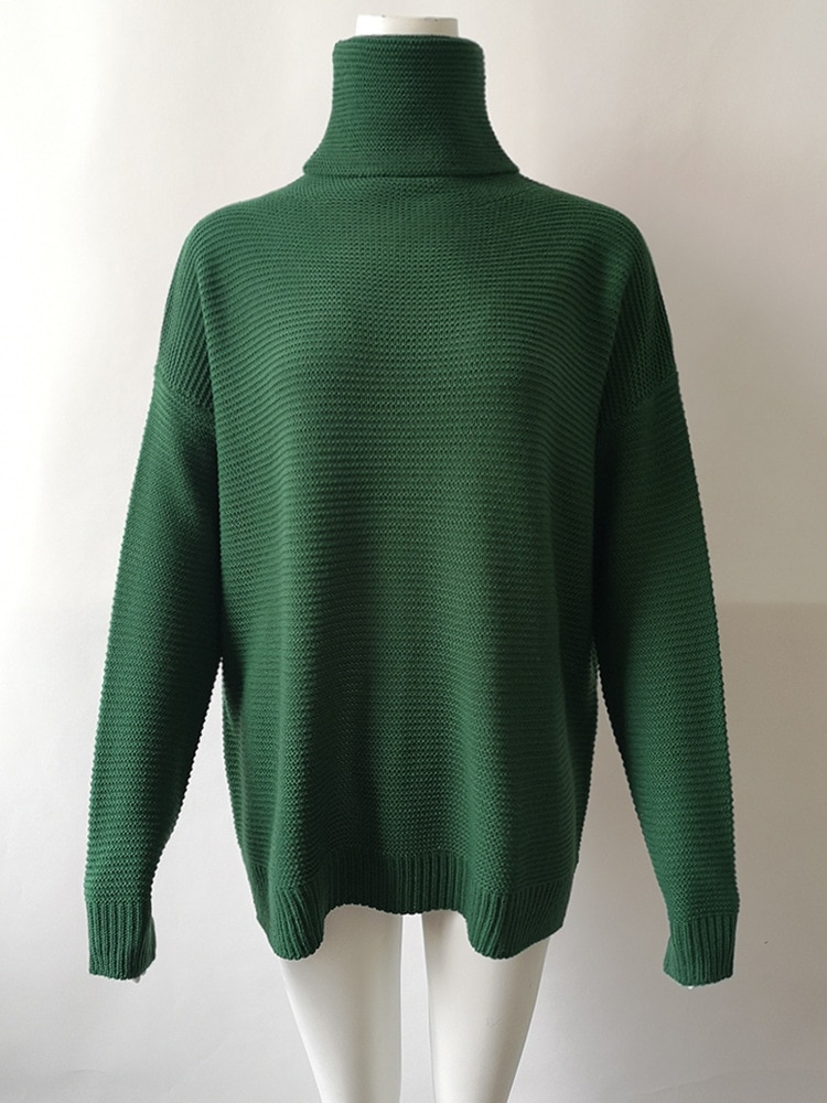 2021 Women Pullover Turtle Neck Autumn Winter Clothes Warm Knitted Oversized Turtleneck Sweater For Women's Green Tops Woman 2021 Women Pullover Turtle Neck Autumn Winter Clothes Warm Knitted Oversized Turtleneck Sweater For Women's Green Tops Woman