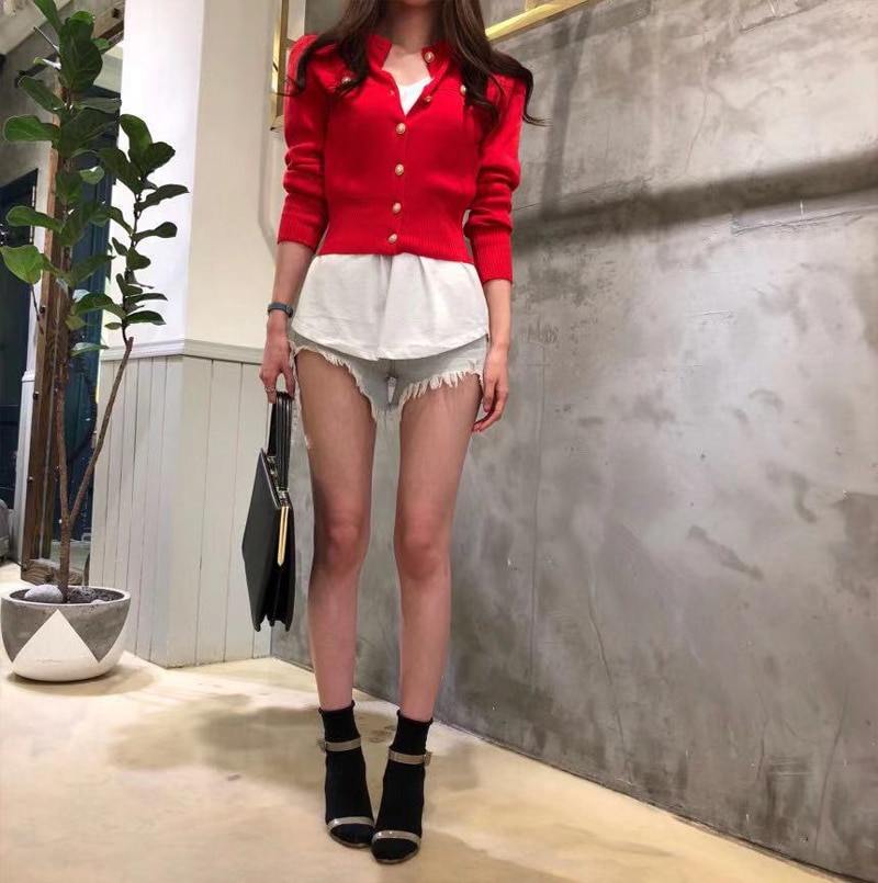 JMPRS Fashion Women Cardigan Sweater Spring Knitted Long Sleeve Short Coat Casual Single Breasted Korean Slim Chic Ladies Top