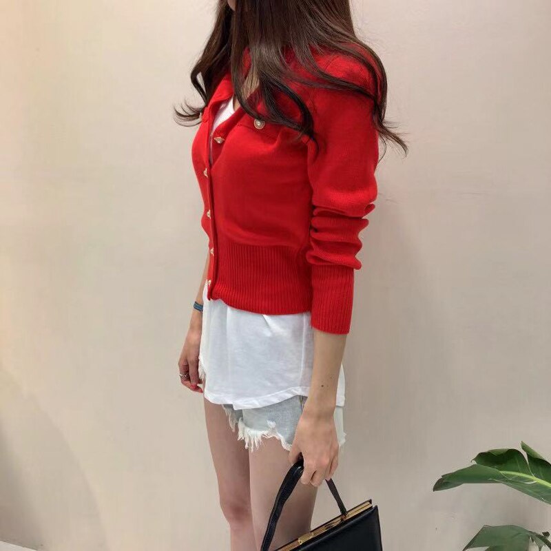 JMPRS Fashion Women Cardigan Sweater Spring Knitted Long Sleeve Short Coat Casual Single Breasted Korean Slim Chic Ladies Top