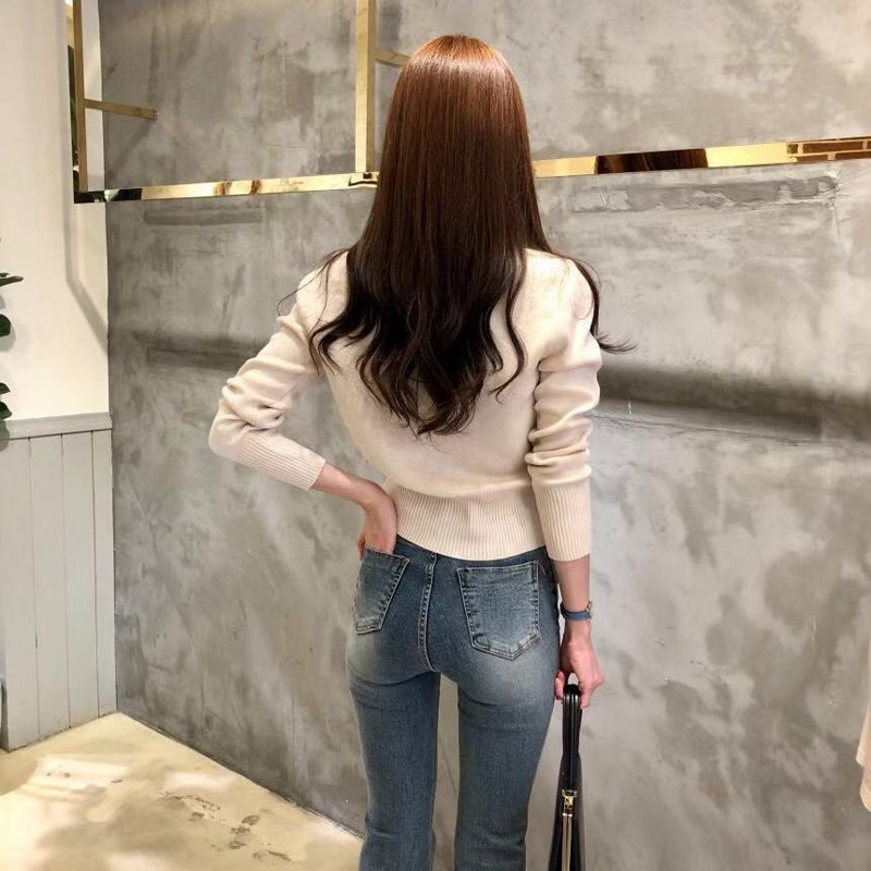 JMPRS Fashion Women Cardigan Sweater Spring Knitted Long Sleeve Short Coat Casual Single Breasted Korean Slim Chic Ladies Top