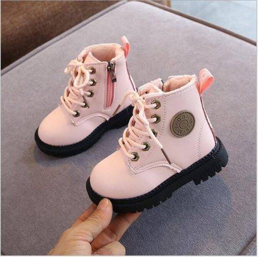 2020 Autumn/Winter Children Boots Boys Girls Leather Martin Boots Plush Fashion Waterproof Non-slip Warm Kids Boots Shoes 21-30 Shoes Kids