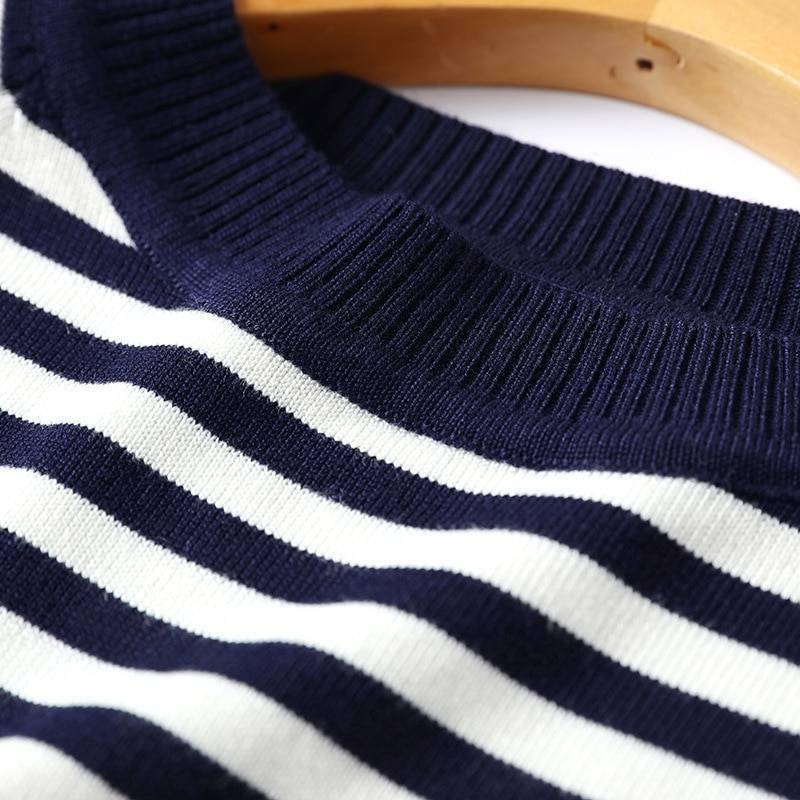 2021 Autumn Winter Long Sleeve Striped Pullover Women Sweater Knitted Sweaters O-Neck Tops Korean Pull Femme Jumper Female White 2021 Autumn Winter Long Sleeve Striped Pullover Women Sweater Knitted Sweaters O-Neck Tops Korean Pull Femme Jumper Female White