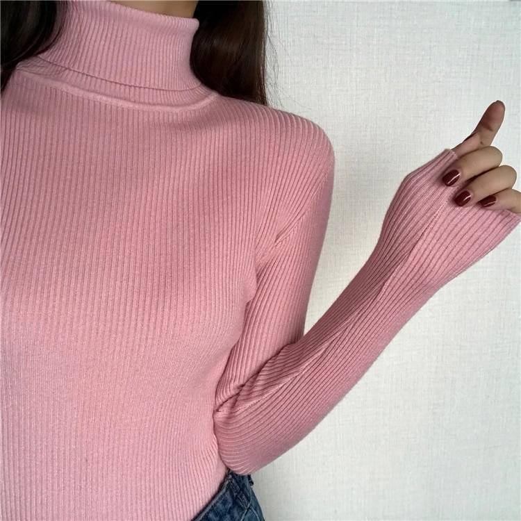 2021 Autumn Winter Thick Sweater Women Knitted Ribbed Pullover Sweater Long Sleeve Turtleneck Slim Jumper Soft Warm Pull Femme 2021 Autumn Winter Thick Sweater Women Knitted Ribbed Pullover Sweater Long Sleeve Turtleneck Slim Jumper Soft Warm Pull Femme