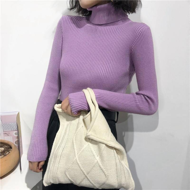 2021 Autumn Winter Thick Sweater Women Knitted Ribbed Pullover Sweater Long Sleeve Turtleneck Slim Jumper Soft Warm Pull Femme 2021 Autumn Winter Thick Sweater Women Knitted Ribbed Pullover Sweater Long Sleeve Turtleneck Slim Jumper Soft Warm Pull Femme