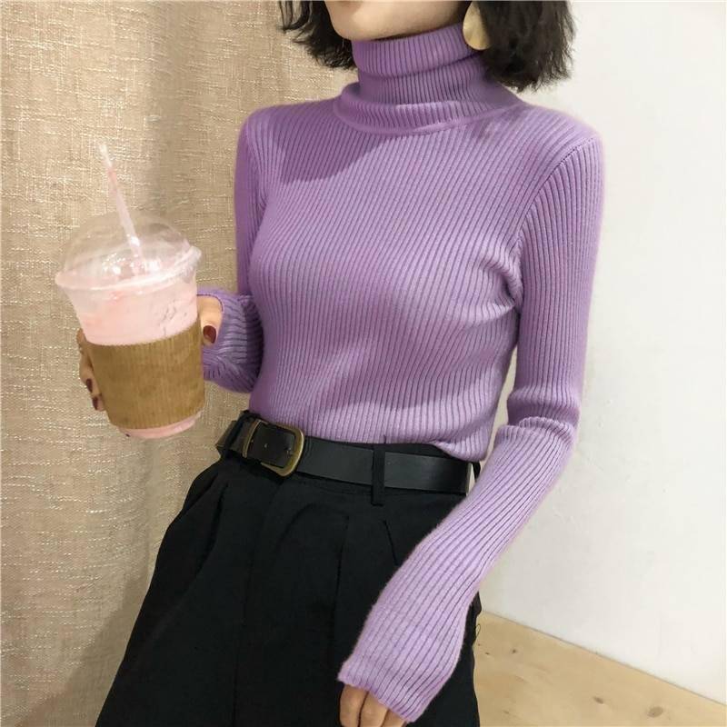 2021 Autumn Winter Thick Sweater Women Knitted Ribbed Pullover Sweater Long Sleeve Turtleneck Slim Jumper Soft Warm Pull Femme 2021 Autumn Winter Thick Sweater Women Knitted Ribbed Pullover Sweater Long Sleeve Turtleneck Slim Jumper Soft Warm Pull Femme