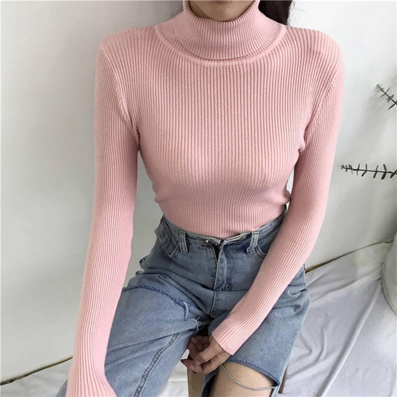 2021 Autumn Winter Thick Sweater Women Knitted Ribbed Pullover Sweater Long Sleeve Turtleneck Slim Jumper Soft Warm Pull Femme 2021 Autumn Winter Thick Sweater Women Knitted Ribbed Pullover Sweater Long Sleeve Turtleneck Slim Jumper Soft Warm Pull Femme
