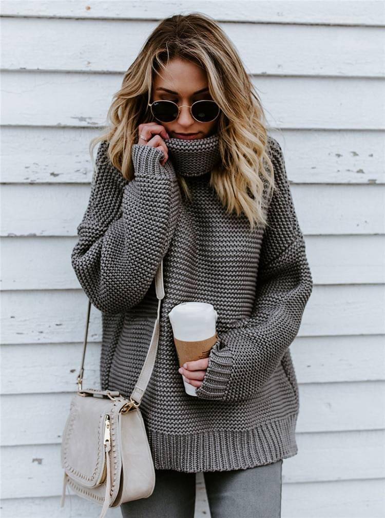 2021 Women Pullover Turtle Neck Autumn Winter Clothes Warm Knitted Oversized Turtleneck Sweater For Women's Green Tops Woman 2021 Women Pullover Turtle Neck Autumn Winter Clothes Warm Knitted Oversized Turtleneck Sweater For Women's Green Tops Woman