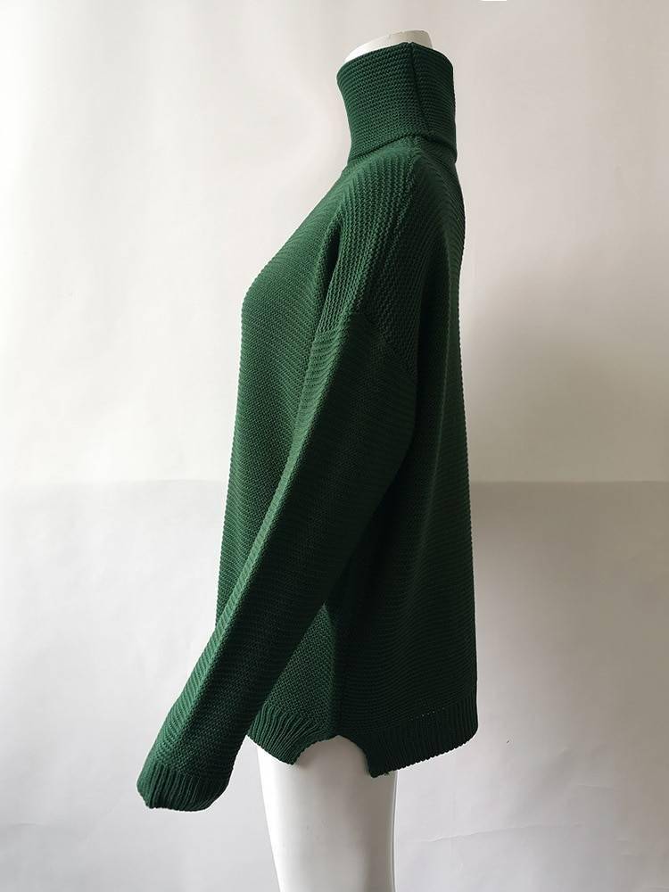 2021 Women Pullover Turtle Neck Autumn Winter Clothes Warm Knitted Oversized Turtleneck Sweater For Women's Green Tops Woman 2021 Women Pullover Turtle Neck Autumn Winter Clothes Warm Knitted Oversized Turtleneck Sweater For Women's Green Tops Woman