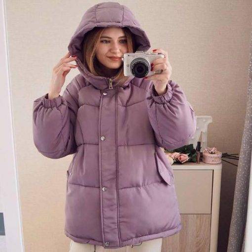 Autumn Winter 2021 New Womens Coats Blue Jackets Hooded Coat Thick Cotton Parkas Oversized Jacket Female Coats & Jackets Women's Fashion