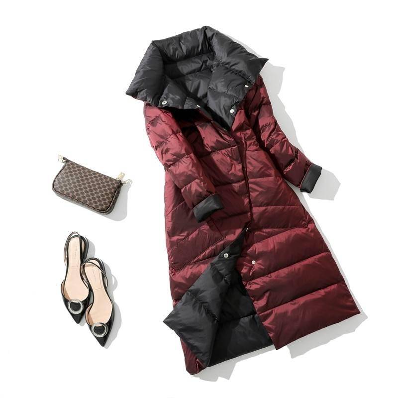 Fitaylor 2021 Winter Women Turtleneck White Duck Down Coat Double Breasted Warm Parkas Double Sided Down Long Jacket Fitaylor 2021 Winter Women Turtleneck White Duck Down Coat Double Breasted Warm Parkas Double Sided Down Long Jacket