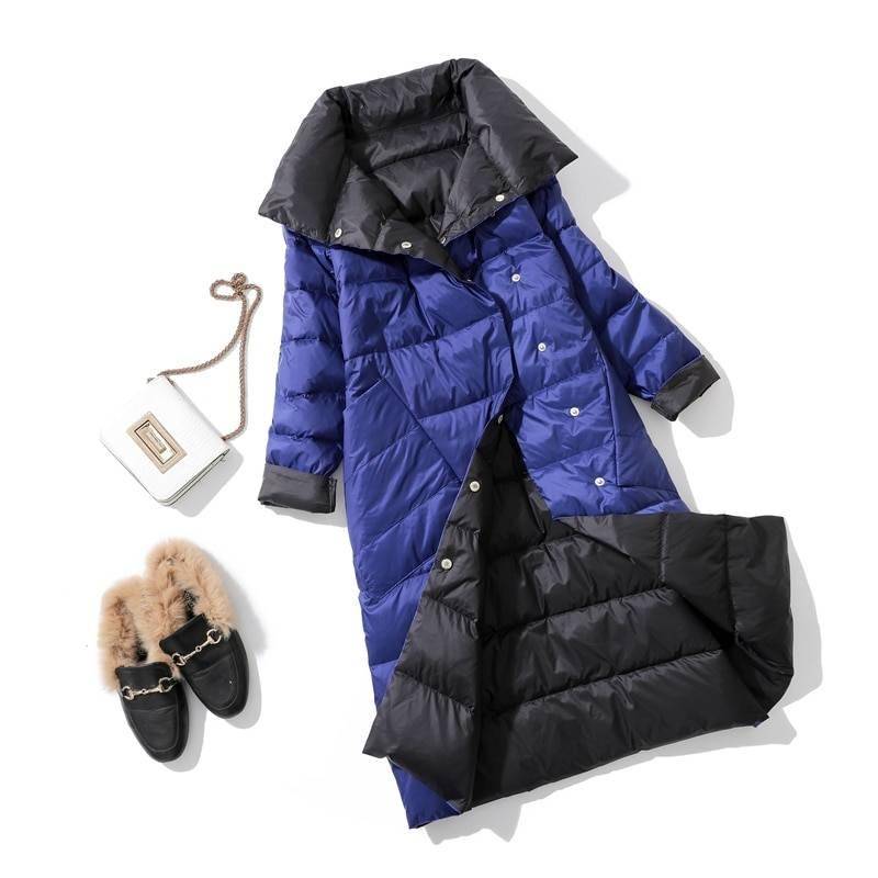 Fitaylor 2021 Winter Women Turtleneck White Duck Down Coat Double Breasted Warm Parkas Double Sided Down Long Jacket Fitaylor 2021 Winter Women Turtleneck White Duck Down Coat Double Breasted Warm Parkas Double Sided Down Long Jacket