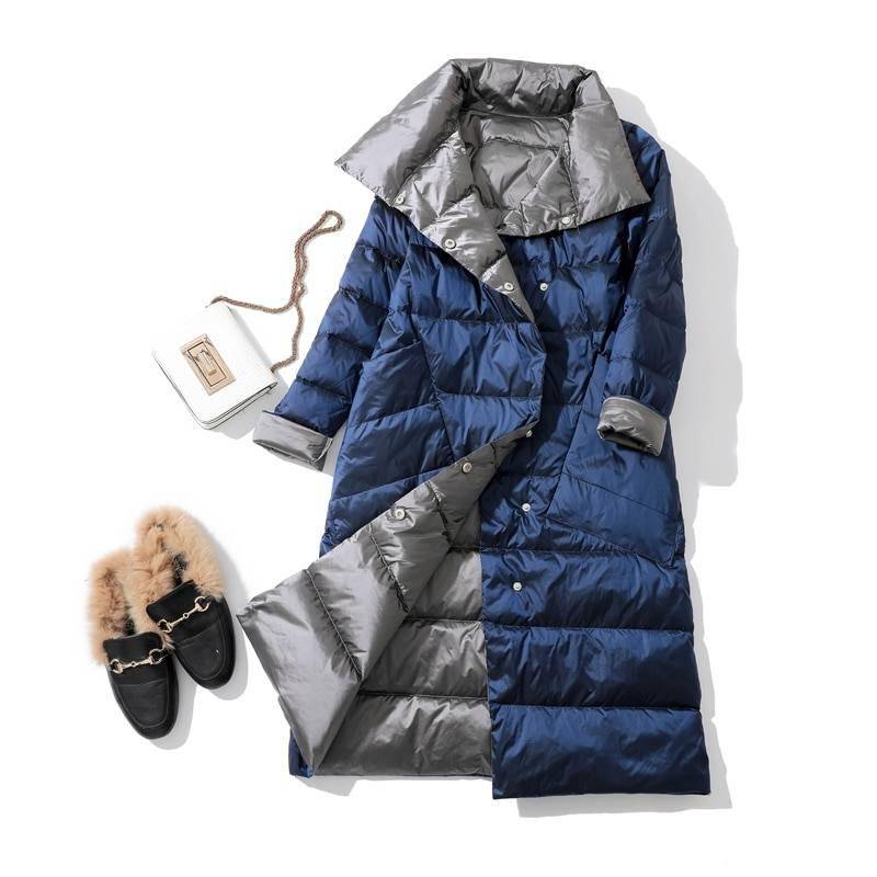 Fitaylor 2021 Winter Women Turtleneck White Duck Down Coat Double Breasted Warm Parkas Double Sided Down Long Jacket Fitaylor 2021 Winter Women Turtleneck White Duck Down Coat Double Breasted Warm Parkas Double Sided Down Long Jacket