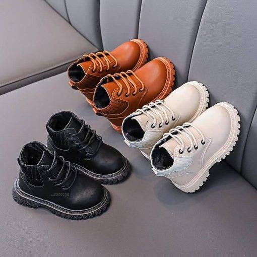 Kids Shoes Winter Baby Boots Fashion Leather Snow Boots Non-slip Casual Boys Girls Short Booties STP061 Shoes Kids