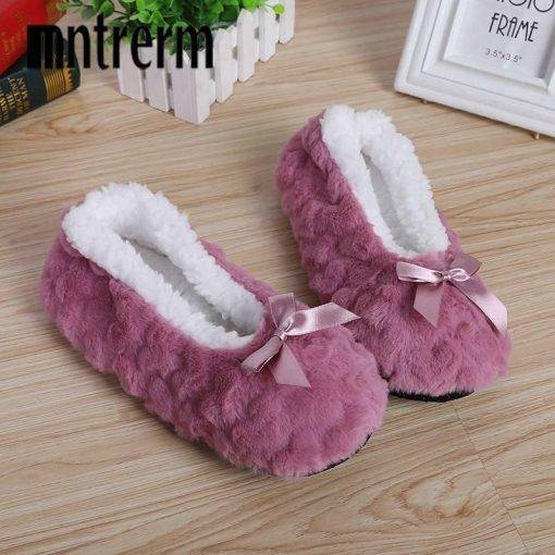 Mntrerm New Cute 2021 Indoor Home Slippers Warm Soft Plush Slippers Non-slip Indoor Fur Slippers Solid Color Cute Women Shoes Sale