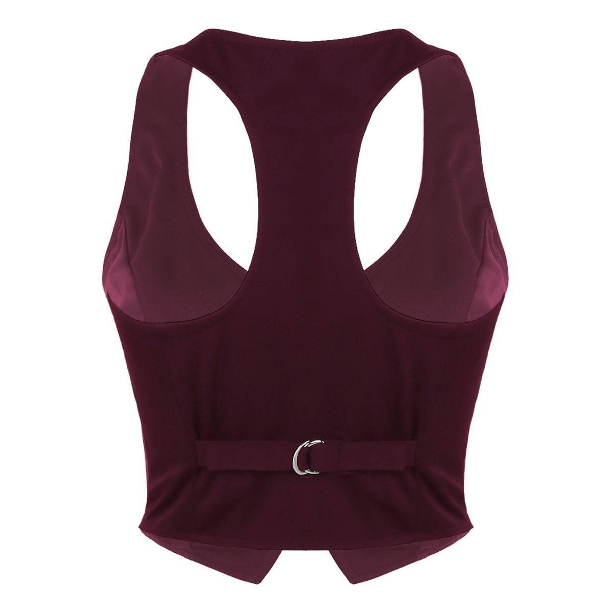 New Arrival Women Fashion V-Neck Sleeveless Button Down Fitted Racer Back Classic Vest Shirts Separate Waistcoat for Formal Wear