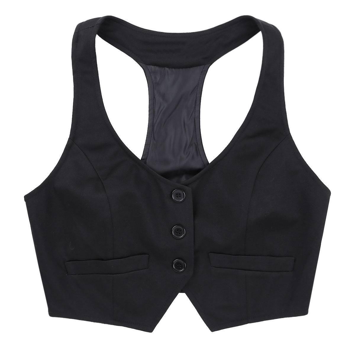 New Arrival Women Fashion V-Neck Sleeveless Button Down Fitted Racer Back Classic Vest Shirts Separate Waistcoat for Formal Wear