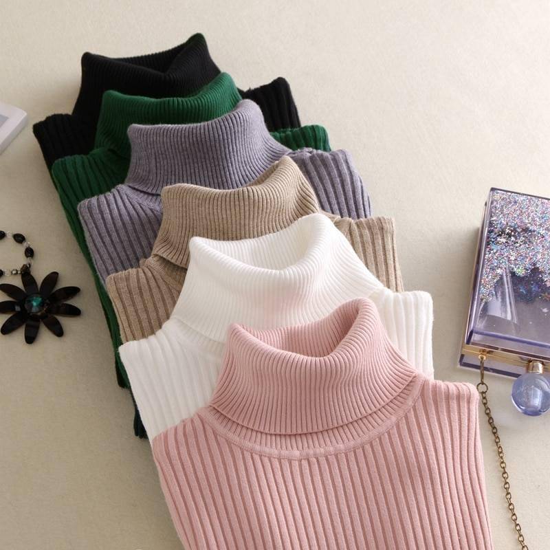On Sale Pullover 2021 Autumn Winter Women Knitted Foldover Turtleneck Sweater Casual Rib Jumper Throat Female Pull Clothing Coat On Sale Pullover 2021 Autumn Winter Women Knitted Foldover Turtleneck Sweater Casual Rib Jumper Throat Female Pull Clothing Coat