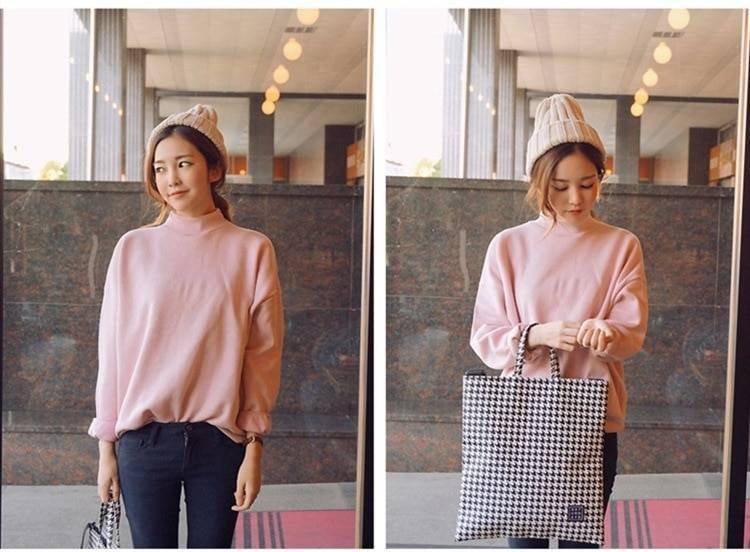 Woman Sweatshirts 2021 Sweet Korean O-neck Knitted Pullovers Thick Autumn Winter Candy Color Loose Hoodies Solid Womens Clothing Woman Sweatshirts 2021 Sweet Korean O-neck Knitted Pullovers Thick Autumn Winter Candy Color Loose Hoodies Solid Womens Clothing