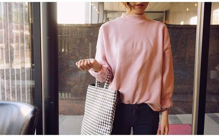 Woman Sweatshirts 2021 Sweet Korean O-neck Knitted Pullovers Thick Autumn Winter Candy Color Loose Hoodies Solid Womens Clothing Woman Sweatshirts 2021 Sweet Korean O-neck Knitted Pullovers Thick Autumn Winter Candy Color Loose Hoodies Solid Womens Clothing