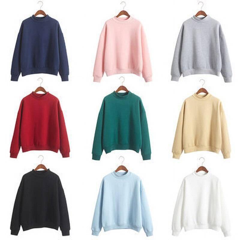 Woman Sweatshirts 2021 Sweet Korean O-neck Knitted Pullovers Thick Autumn Winter Candy Color Loose Hoodies Solid Womens Clothing Woman Sweatshirts 2021 Sweet Korean O-neck Knitted Pullovers Thick Autumn Winter Candy Color Loose Hoodies Solid Womens Clothing