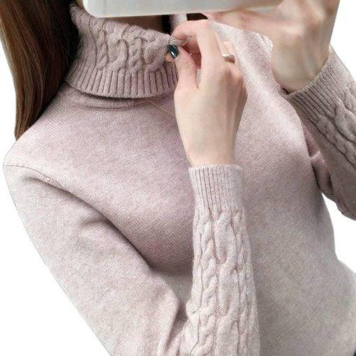 Women Sweater Turtleneck Pullovers Autumn Winter Sweaters New 2021 long sleeve Thick Warm Female Sweater Khaki Sweaters Women's Fashion