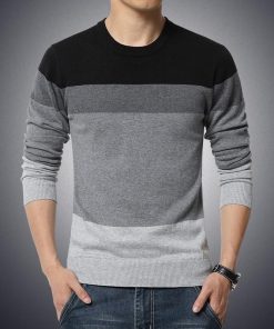 Autumn Casual Men’s Sweater O-Neck Striped Slim Fit Knittwear Men's Fashion 