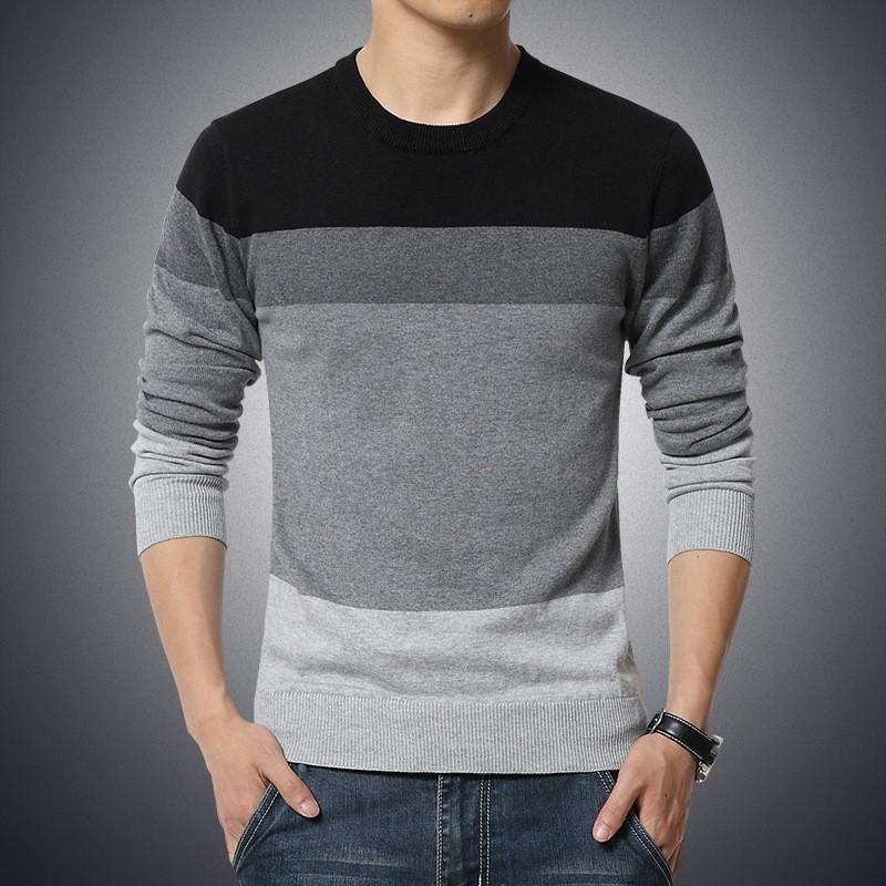 Autumn Casual Men’s Sweater O-Neck Striped Slim Fit Knittwear Men's Fashion