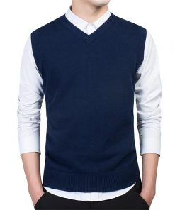 Autumn Fashion Casual Vest Slim Fit Cotton Solid Men Sweaters Pullover Men's Fashion 